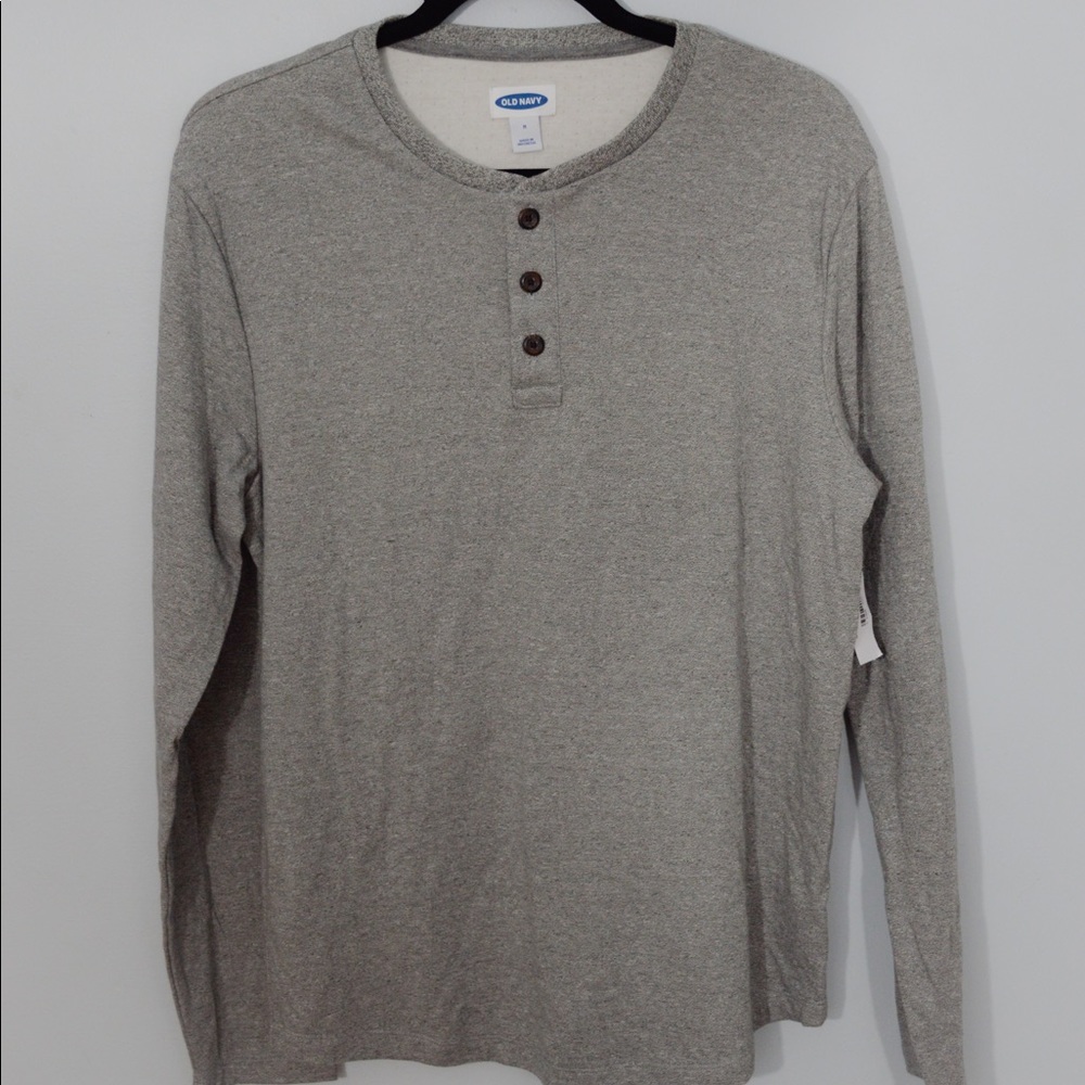 Old Navy Grey Log Sleeve Henley for Men